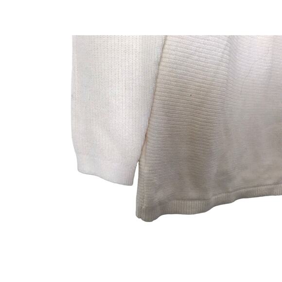 Ann Taylor Loft Sweater Size S Ivory Ribbed Draped Neck Wool Blend Long Sleeve - Picture 4 of 11